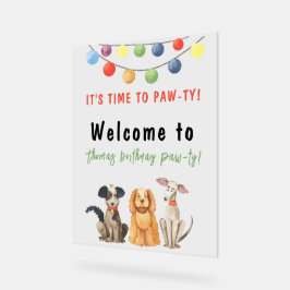 ウォーターカラードッグの子供の誕生日 アクリルサイン