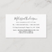 ウォーターカラードッグズペットシッター犬トリマー 名刺 (裏面)