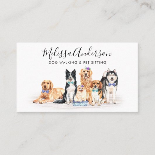 ウォーターカラードッグズペットシッター犬トリマー 名刺 (正面)