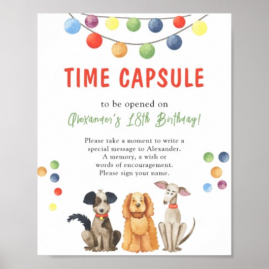 ウォーターカラードッグタイムカプセル1歳の誕生日 ポスター (正面)