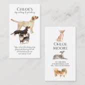 ウォーターカラードッグパックドッグウォーカーペットシッター 名刺 (正面/裏面)