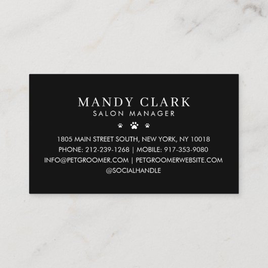 ウォーターカラードッグブリーズペットケア&グルーミングロイヤリティ 名刺 (裏面)