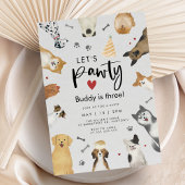 ウォーターカラードッグ誕生日 招待状