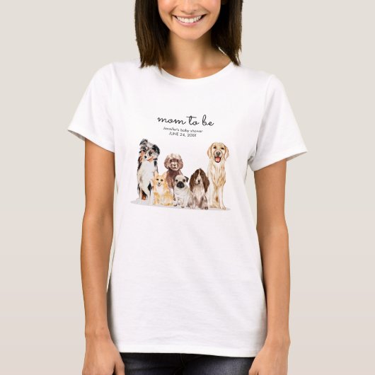 ウォーターカラードッグ ベビーシャワー パーティー 妊婦 Tシャツ (正面)