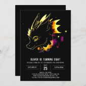 ウォーターカラードラゴンカスタム誕生日 招待状 (正面/裏面)