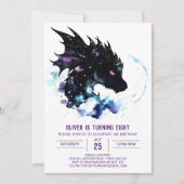 ウォーターカラードラゴンズエンチャント誕生日 招待状 (正面)