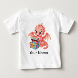 ウォーターカラードラゴン宝箱 赤ちゃん ベビーTシャツ