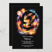 ウォーターカラードラゴン誕生日招待状 招待状 (正面/裏面)