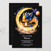 ウォーターカラードラゴン誕生日招待状 招待状 (正面/裏面)