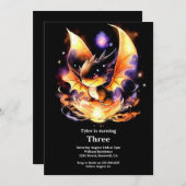 ウォーターカラードラゴン誕生日招待状 招待状 (正面/裏面)