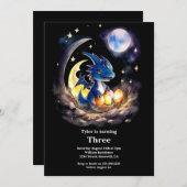 ウォーターカラードラゴン誕生日招待状 招待状 (正面/裏面)