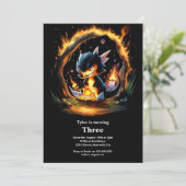 ウォーターカラードラゴン誕生日招待状 招待状 (スタンド正面)