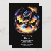 ウォーターカラードラゴン誕生日招待状 招待状 (正面/裏面)