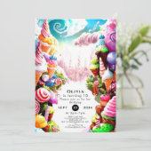 ウォーターカラードリーミーキャンディランド誕生日 招待状 (スタンド正面)