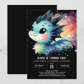 ウォーターカラードリーミードラゴン誕生日 招待状 (正面/裏面)