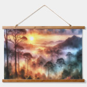 ウォーターカラードリーミー霧の森アットサンライズ | 吊り下げ型タペストリー (正面)