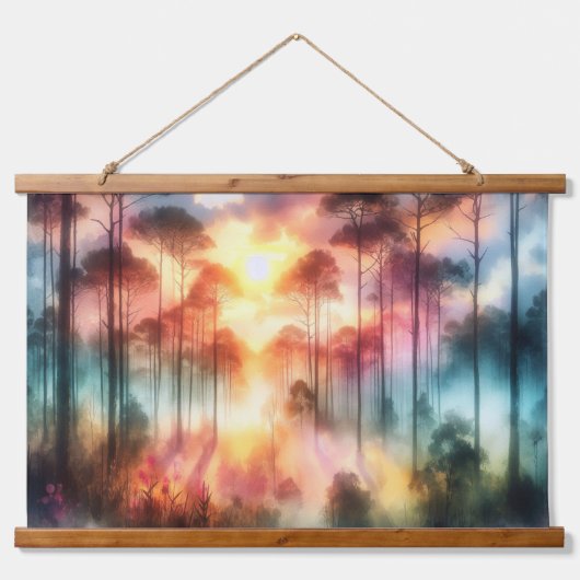 ウォーターカラードリーミー霧の森アットサンライズ | 吊り下げ型タペストリー (正面2)