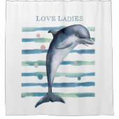 ウォーターカラードルフィンアートビーチバケーションハウス シャワーカーテン (正面)