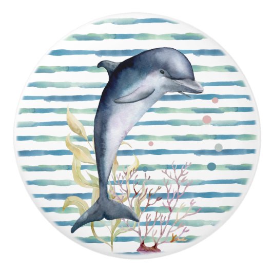 ウォーターカラードルフィンアートビーチバケーションハウス セラミックノブ (正面)