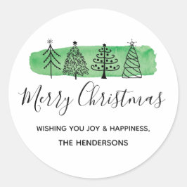 ウォーターカラードードルホリデー ラウンドシール