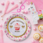 ウォーターカラードーナツ&カップケーキハッピーバースデーパーティー ペーパープレート (パーティー)
