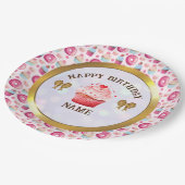 ウォーターカラードーナツ&カップケーキハッピーバースデーパーティー ペーパープレート (アングル)