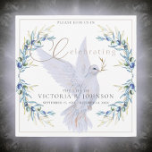 ウォーターカラードーブ&オリーブブランチお祝いオブライフ 招待状