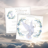 ウォーターカラードーブ&オリーブブランチお祝いオブライフ 招待状