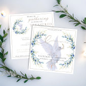 ウォーターカラードーブ&オリーブブランチお祝いオブライフ 招待状