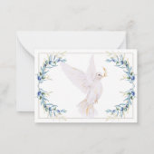 ウォーターカラードーブ&オリーブブランチ記念ありがとう ノートカード (裏面)