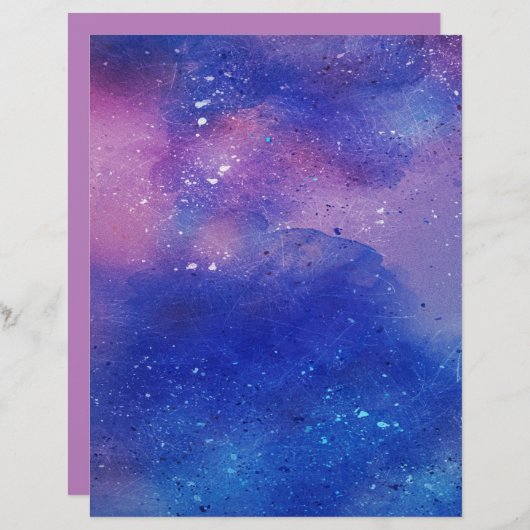 ウォーターカラーナイトスカイスクラップブック作りクラフト紙 (正面/裏面)