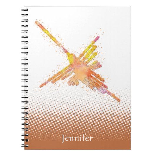 ウォーターカラーナスカハミングバード名前をカスタムする ノートブック (正面)
