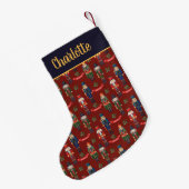 ウォーターカラーナッツクラッカー メリークリスマス 名前入り スモールクリスマスストッキング (裏面 (吊り時))