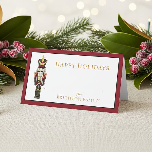 ウォーターカラーナッツクラッカー 赤 クリスマス ホリデー プレイスカード