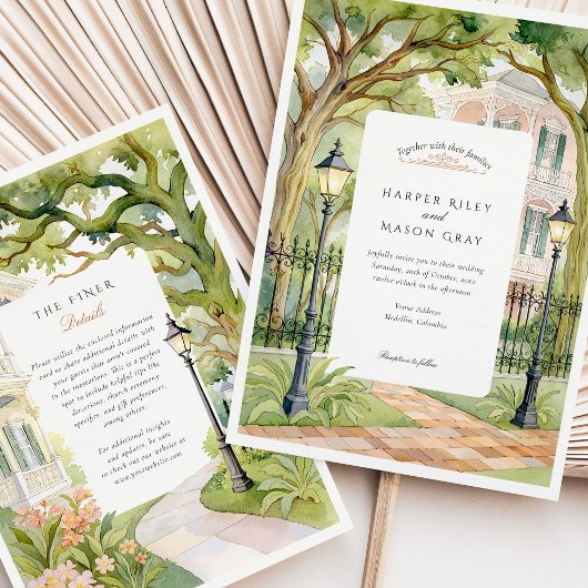 ウォーターカラーニューオーリンズガーデン結婚ディストリクト 招待状