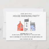 ウォーターカラーニューホームハウスウォーミングパーティー 招待状 (正面)