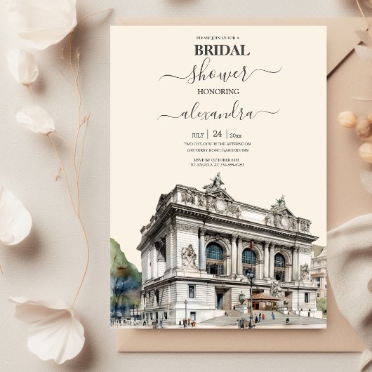 ウォーターカラーニューヨークデスティネーションブライダルシャワー 招待状