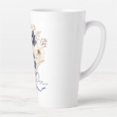 ウォーターカラーネイビーブルーの花束のオーダーメイド カフェラテマグ (右)