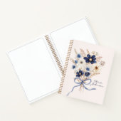 ウォーターカラーネイビーブルーの花束のオーダーメイド ノートブック (内部)