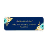 ウォーターカラーネイビーブルーミント金ゴールドガーデンフローラ ラベル (正面)