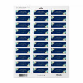 ウォーターカラーネイビーブルーミント金ゴールドガーデンフローラ ラベル (フルシート)