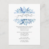 ウォーターカラーネイビー葉インディゴ結婚ズゲスト詳細 エンクロージャーカード (正面)