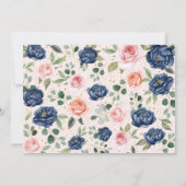 ウォーターカラーネイビー&コーラルフローラブライダルシャワー 招待状 (裏面)