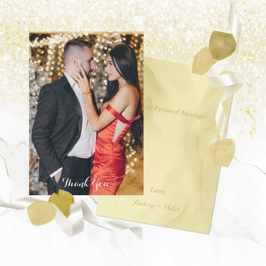 ウォーターカラーノエル金ゴールド サンキューカード