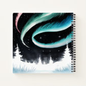 ウォーターカラーノーザンライトズ白黒Sketchbook ノートブック (裏面)