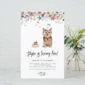 ウォーターカラーノーフォークテリアードッグ誕生日招待状 (スタンド正面)