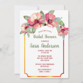 ウォーターカラーハイビスカスルアウ(ハワイ式宴会)パーティーブライダルシャワー 招待状 (正面)