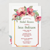 ウォーターカラーハイビスカスルアウ（ハワイ式宴会）パーティーブライダルシャワー 招待状 (正面/裏面)