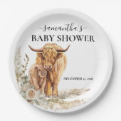 ウォーターカラーハイランドカウカーフベビーボホパンパ ペーパープレート (正面)