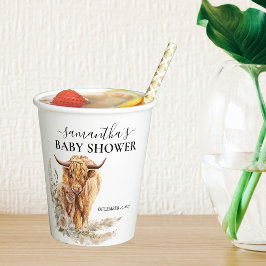 ウォーターカラーハイランドカウカーフベビーボホパンパ 紙コップ